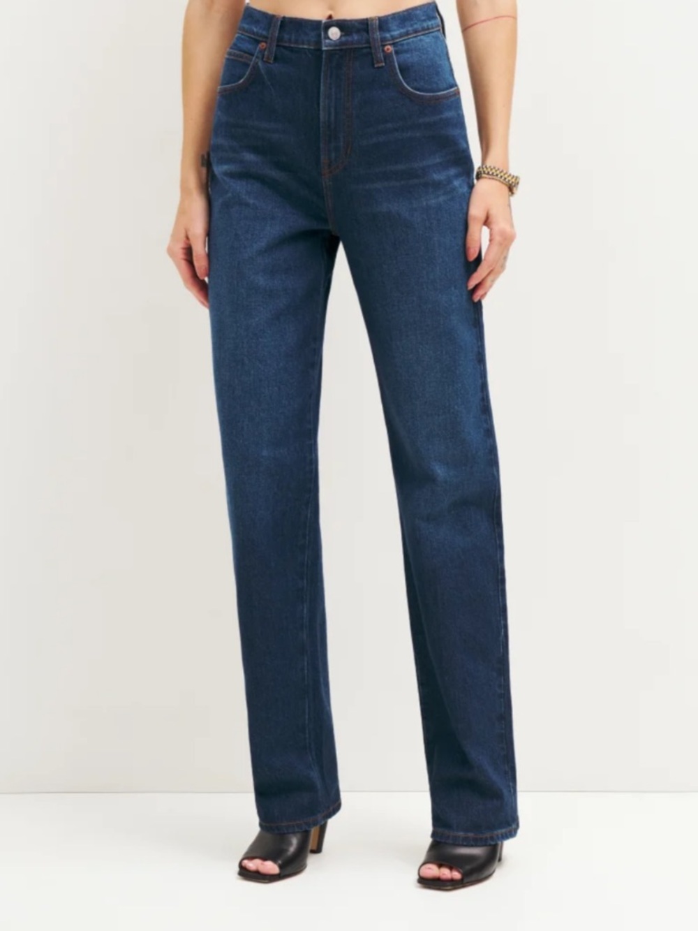 NWT Reformation Elan High Rise Straight Leg Baltic Blue Jeans